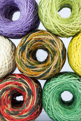 colorful rolls of hemp rope
