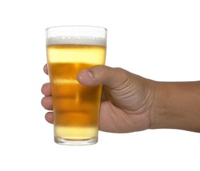 hands holding up a glass of beer