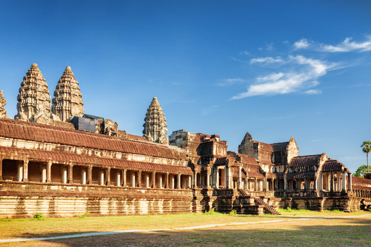 East facade of ancient temple complex Angkor Wat, Cambodia