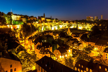 Luxembourg City downtown dusk