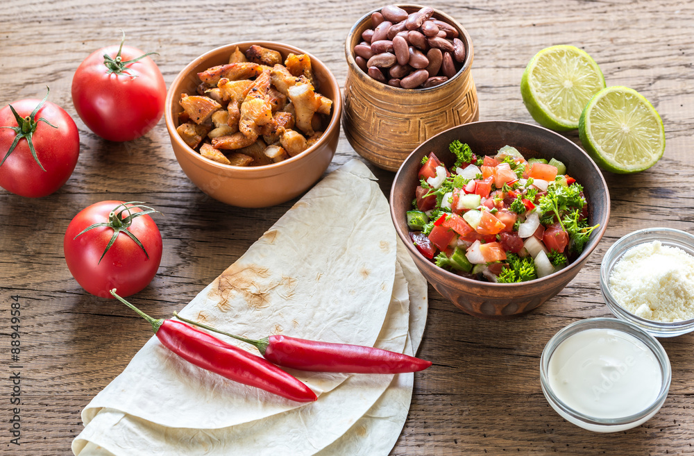 Sticker Ingredients for burrito