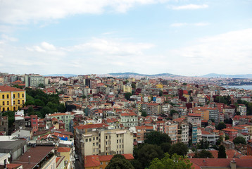 Types of Istanbul aerial view. Houses and public buildings densely cover an area of Istanbul. This is due to the fact that the buildings in Istanbul, built very close to each other.

