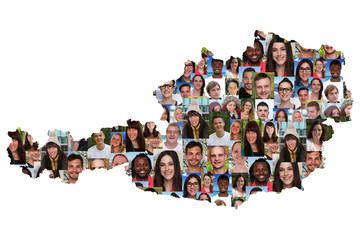 Österreich Karte Menschen junge Leute Gruppe Integration multik