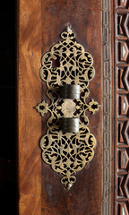Islamic carved door with beautiful details background.