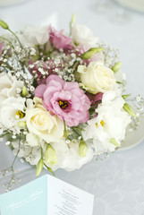 Beautiful flowers on table in wedding day 