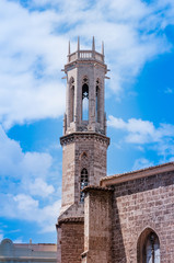 Obraz premium Antique tower on blue sky background