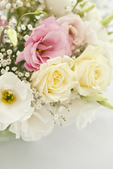 Fototapeta na wymiar Beautiful flowers on table in wedding day