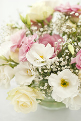 Beautiful flowers on table in wedding day