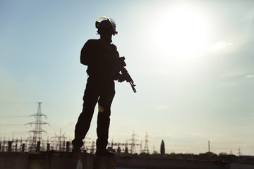 Silhouette of soldier