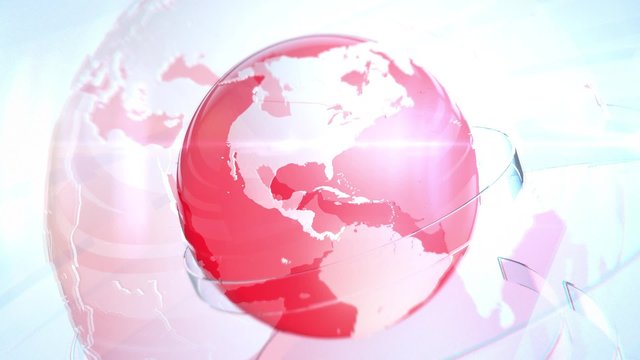 Animation of breaking  news earth globe opening Intro without title - Red