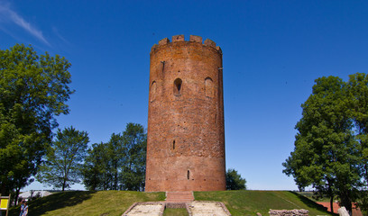 Fototapeta na wymiar View on an old tower in Belarus