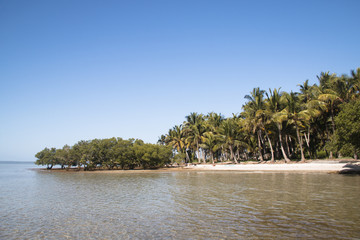 The coast of a small island near Barra and Praia do Tofo in Inhambane, Mozambique
