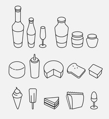 Food thin line icon set. 