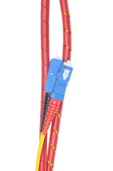 Fiber optic cables type sc isolated on white background