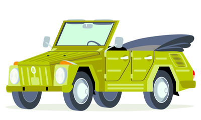 Caricatura 181 type abierto verde vista frontal y lateral