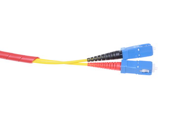 Fiber optic cables type sc isolated on white background