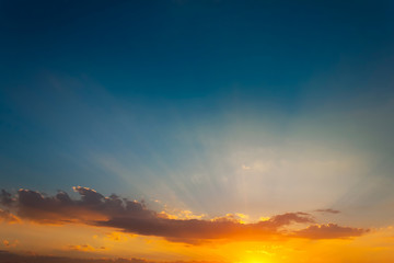 Sunset with sun rays