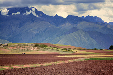 Tractor in the field, Cuzco, Peru
