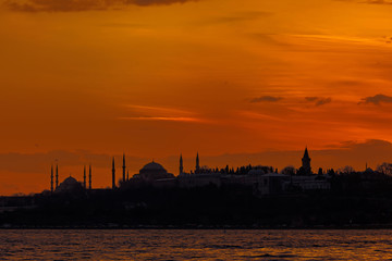 Historical peninsula of Istanbul at sunset
