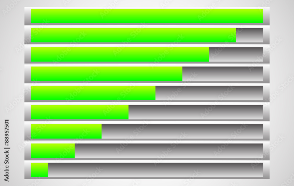 Fototapete horizontal progress indicator, progress bar set. vector.
