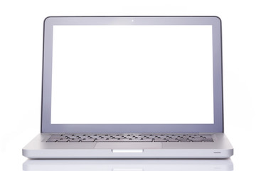 Silver laptop isolated on white background