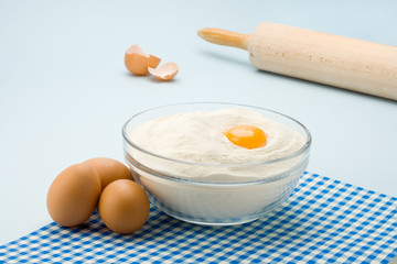 dough egg on flour