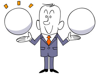 二つのことを比較するビジネスマン