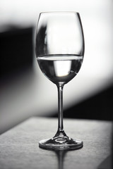 Glass of wine, black and white