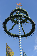 Bavarian Maibaum or Maypole on Oktoberfest