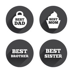 Fototapeta premium Best mom and dad, brother, sister icons.