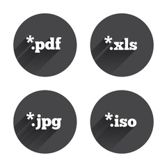 Document signs. File extensions symbols.