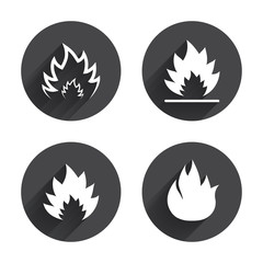 Fire flame icons. Heat signs.