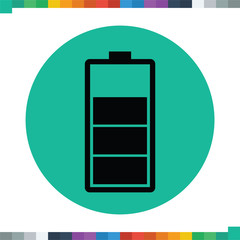 Flat battery charge icon, power decreasing.