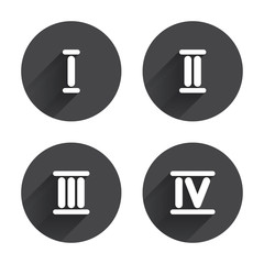 Roman numeral icons. Number one, two, three.
