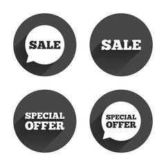 Sale icons. Special offer speech bubbles symbols