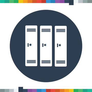 Flat locker icon in a circle.