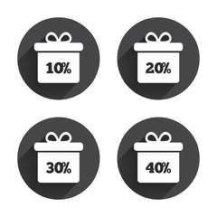 Sale gift box tag icons. Discount symbols.