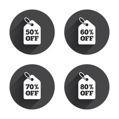 Sale price tag icons. Discount symbols.
