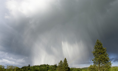Dramatic Illuminated Sunlit Spring Thunderhead Over The Mid Willamette Valley