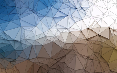Abstract 3D Simple geometric  nature tone origami Blue and Brown background