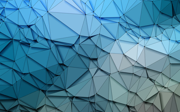 Abstract 3D Simple geometric  nature tone origami Blue sequins  background