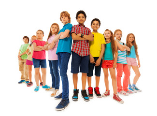 Obraz premium Many confident boys and girls stand together