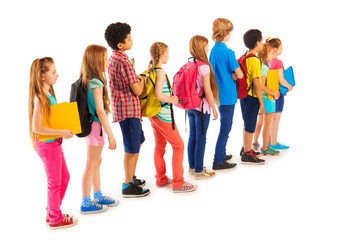 Group of boys and girls standing in the line