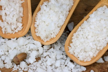 white salt on a wooden vintage