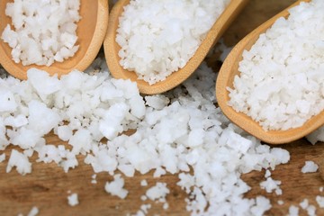 white salt on a wooden vintage