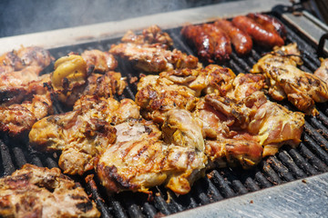 Barbecue Grilled Chicken and sausages