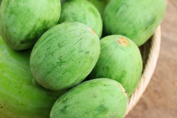 baby melon on wooden vintage