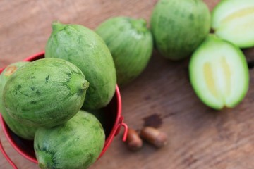 baby melon on wooden vintage
