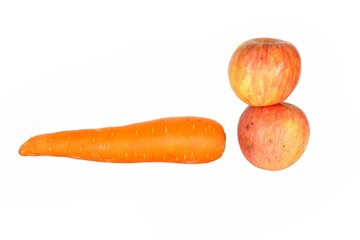 Carrot and  apple over white background / Carrot and  apple