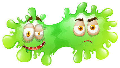 Green splash with faces